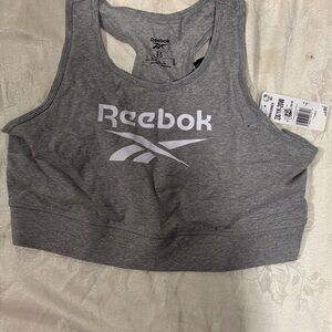 Reebok Gray Racerback Logo Crop Sports Bra